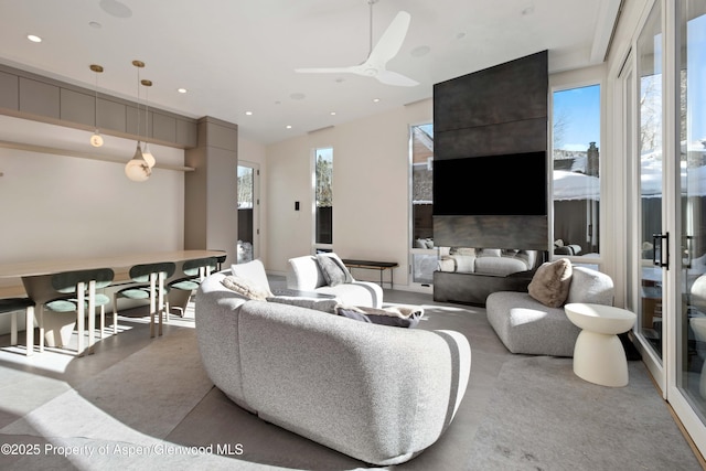 211 W Main St, Aspen, CO 81611 - living room with recessed lighting and a ceiling fan
