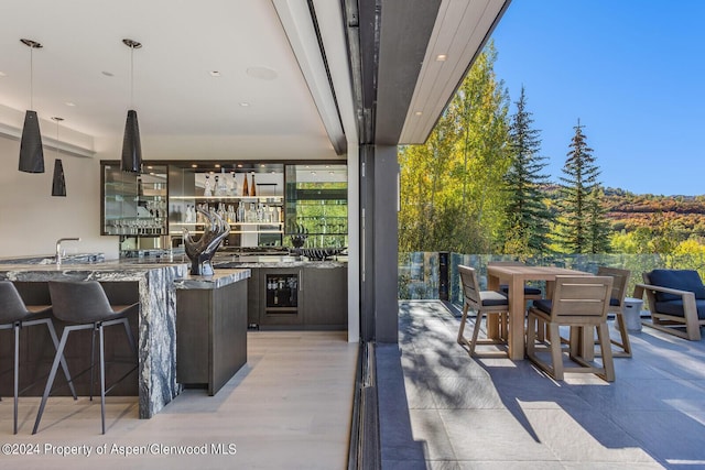 view of patio / terrace with a wet bar