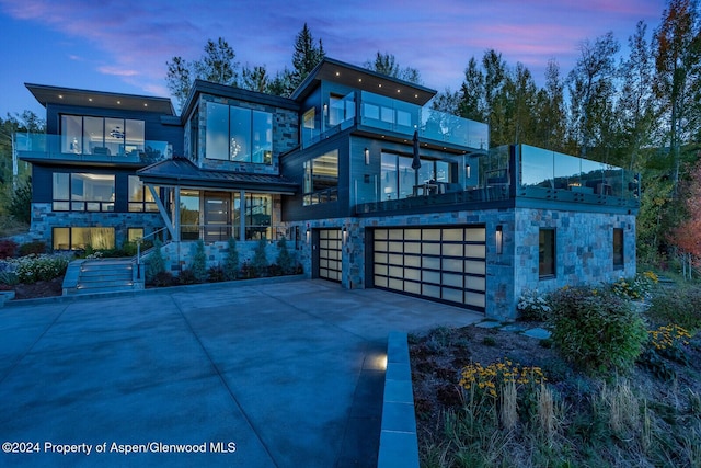 contemporary home featuring a garage