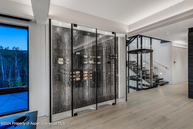 wine area featuring hardwood / wood-style floors