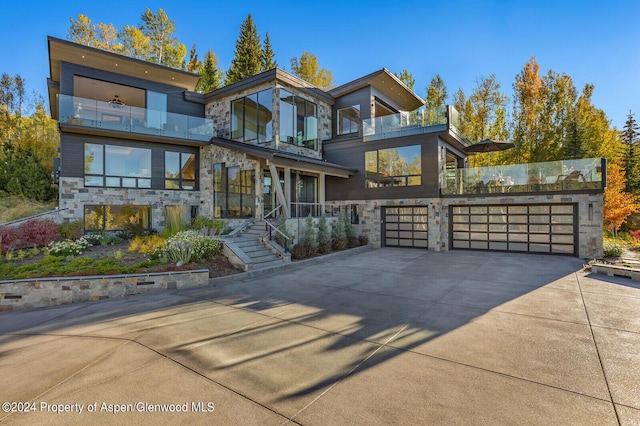 contemporary house with a balcony