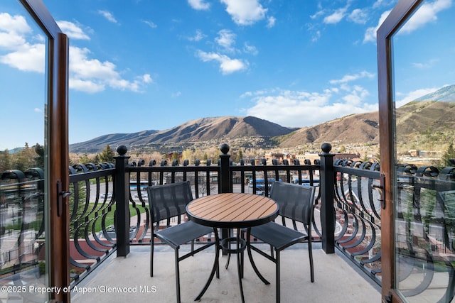 balcony with a mountain view