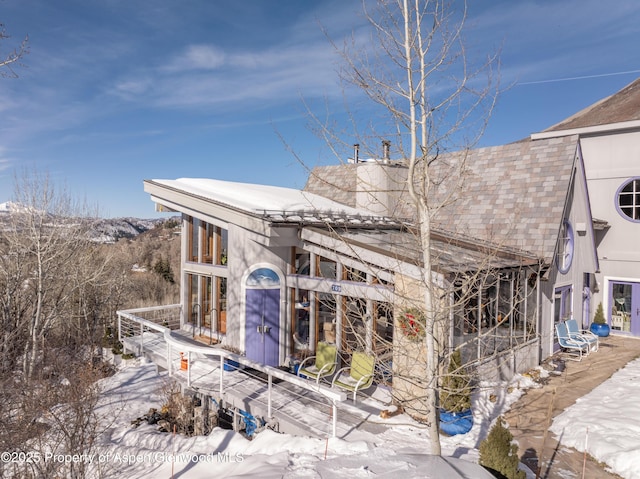 view of snow covered exterior