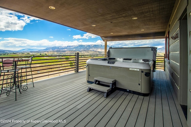 deck featuring a mountain view