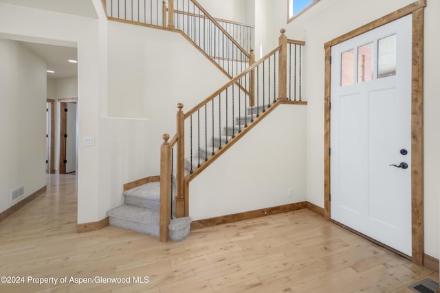 entrance foyer with light hardwood / wood-style flooring