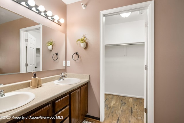 18 Angelica Cir, Parachute, CO 81635 - bathroom with wood finished floors, double vanity, and a walk in closet