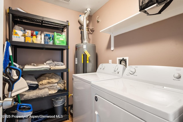 18 Angelica Cir, Parachute, CO 81635 - clothes washing area featuring electric water heater and separate washer and dryer