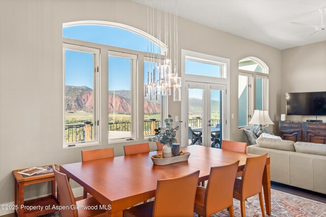 587 Hillcrest Dr, Basalt, CO 81621 - dining room with french doors and ceiling fan