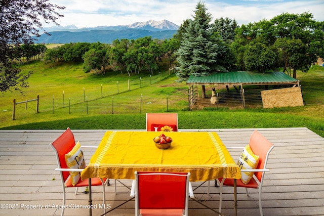 1459 County Road 102, Carbondale, CO 81623 - surrounding community with a deck with mountain view and a lawn