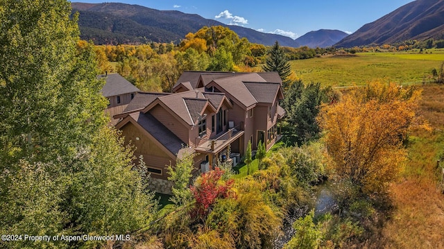 drone / aerial view with a mountain view