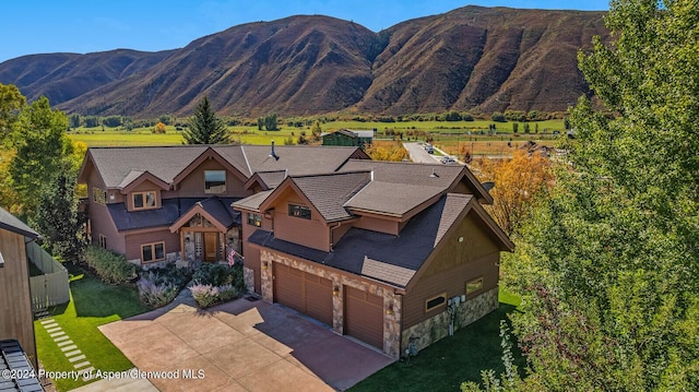 exterior space featuring a mountain view