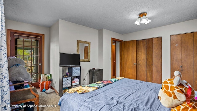 500 Fairway Ave, Rifle, CO 81650 - bedroom with carpet, a textured ceiling, multiple closets, and baseboards