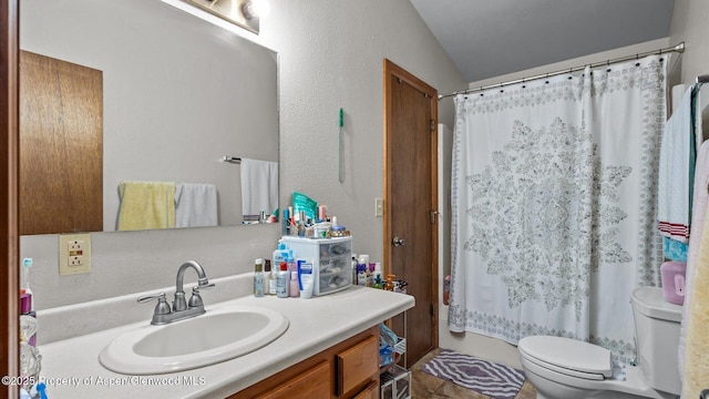 500 Fairway Ave, Rifle, CO 81650 - bathroom with toilet, vanity, tile patterned floors, and shower / tub combo
