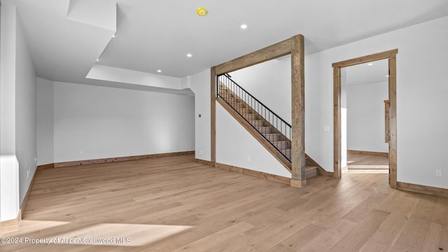 unfurnished living room featuring light wood-type flooring