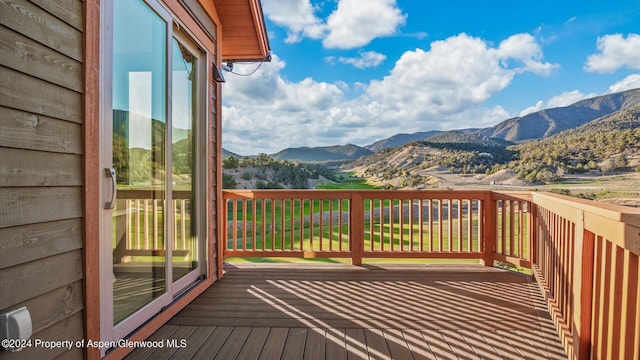 deck with a mountain view