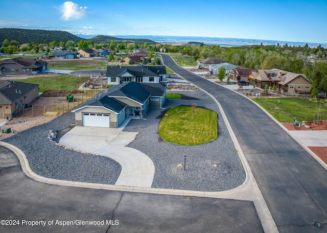 drone / aerial view with a mountain view