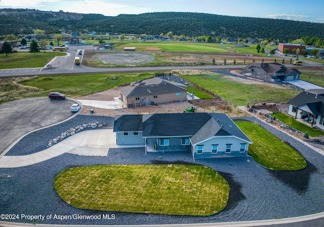 aerial view with a mountain view