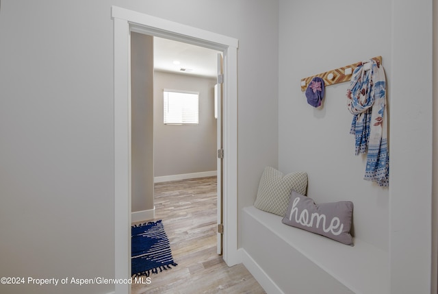 bathroom featuring hardwood / wood-style flooring