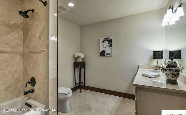 289 Sweetgrass Dr, Carbondale, CO 81623 - bathroom with toilet, shower / tub combination, vanity, and baseboards