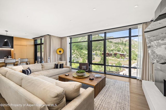 45 Wood Rd Unit 403, Snowmass Village, CO 81615 - living room featuring floor to ceiling windows and light wood-style flooring
