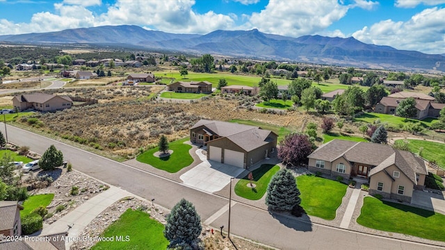 aerial view with a mountain view