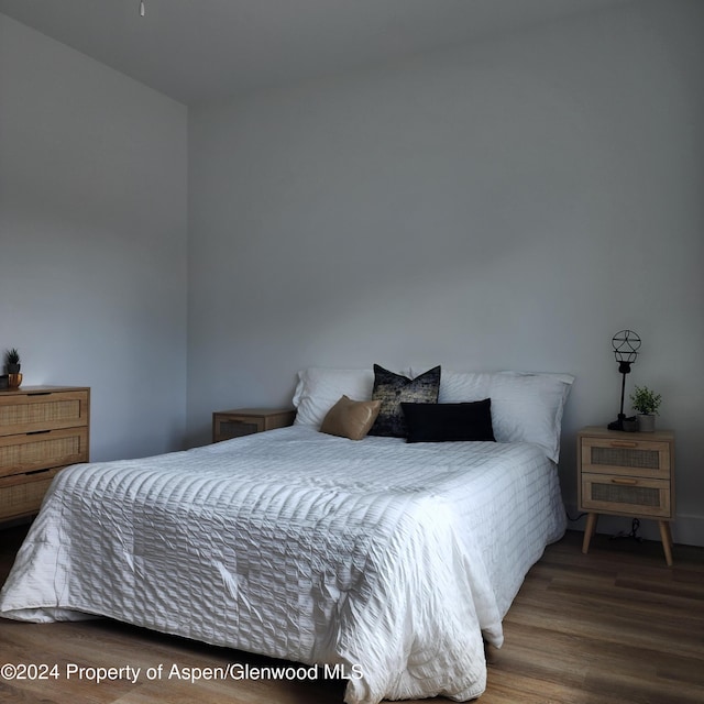 bedroom with wood-type flooring