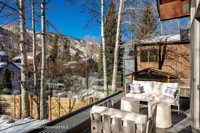 63 Smuggler Grove Rd, Aspen, CO 81611 - snow covered deck with a mountain view