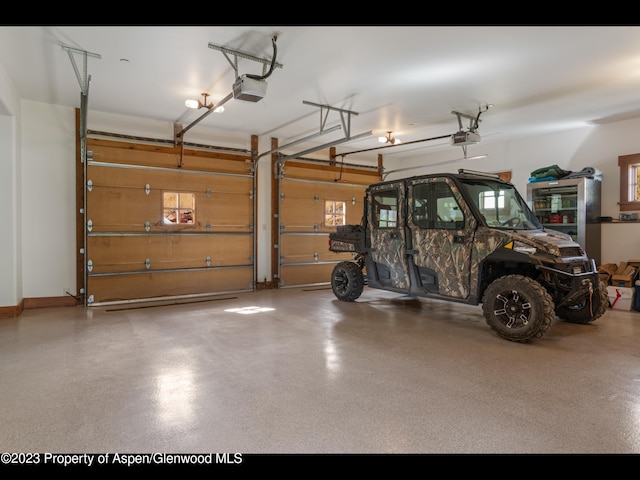 garage with a garage door opener