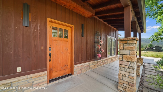 148 Laird Ln, Glenwood Springs, CO 81601 - doorway to property with a porch and a mountain view