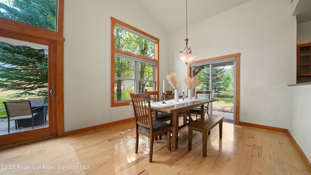 148 Laird Ln, Glenwood Springs, CO 81601 - dining space with high vaulted ceiling and light wood finished floors