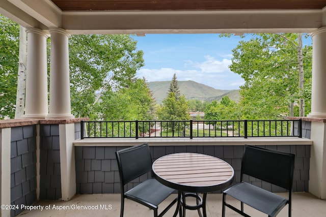 balcony with a mountain view