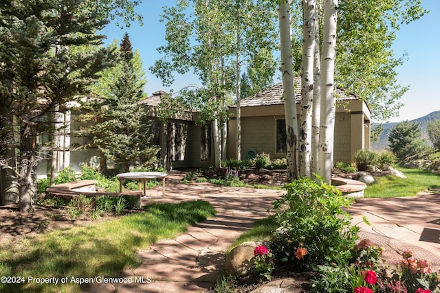 rear view of property with a mountain view