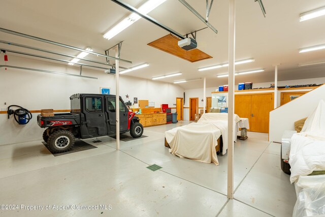 garage with a garage door opener