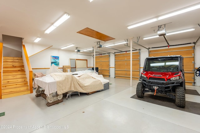 garage with a garage door opener