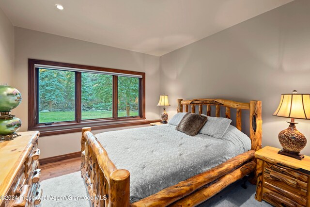 bedroom featuring light hardwood / wood-style flooring