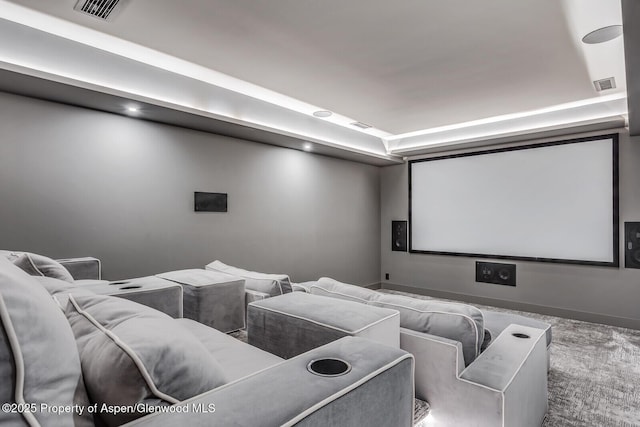 view of carpeted cinema room