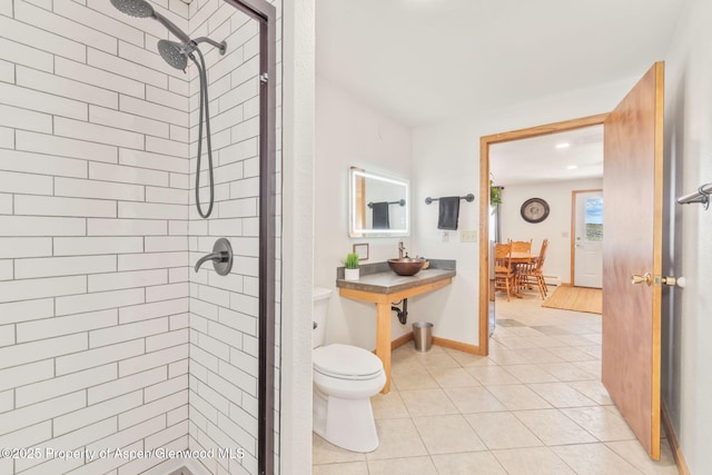 1210 County Road 103, Craig, CO 81625 - full bathroom with a shower stall, tile patterned floors, toilet, recessed lighting, and baseboards