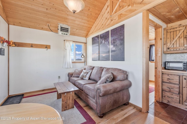 1210 County Road 103, Craig, CO 81625 - living room with wooden ceiling, lofted ceiling, baseboards, and wood finished floors