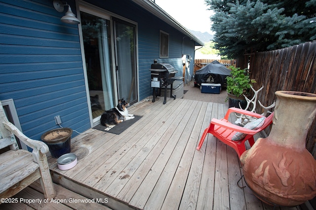 212 Safflower Ct, New Castle, CO 81647 - wooden terrace with area for grilling