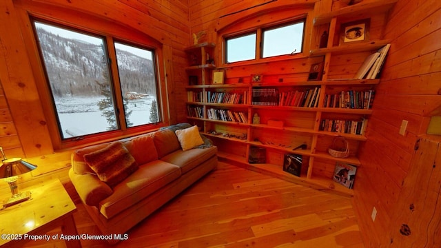 2418 Usfs Rd Unit 526, Creede, CO 81130 - living area featuring wooden walls, plenty of natural light, and wood finished floors