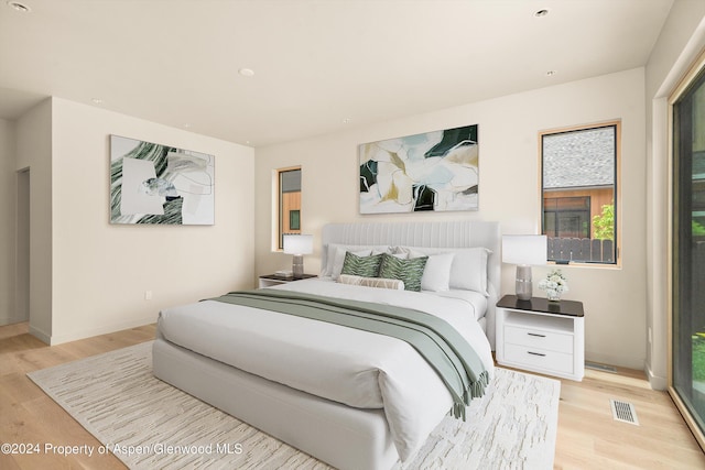 bedroom featuring light hardwood / wood-style floors