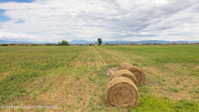 view of yard with a mountain view and a rural view