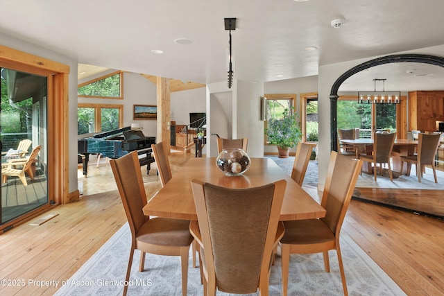 554 Sinclair Rd, Snowmass Village, CO 81615 - dining space featuring light wood-style floors and a chandelier