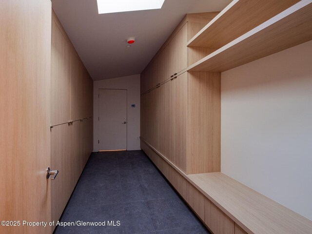 interior space featuring a skylight