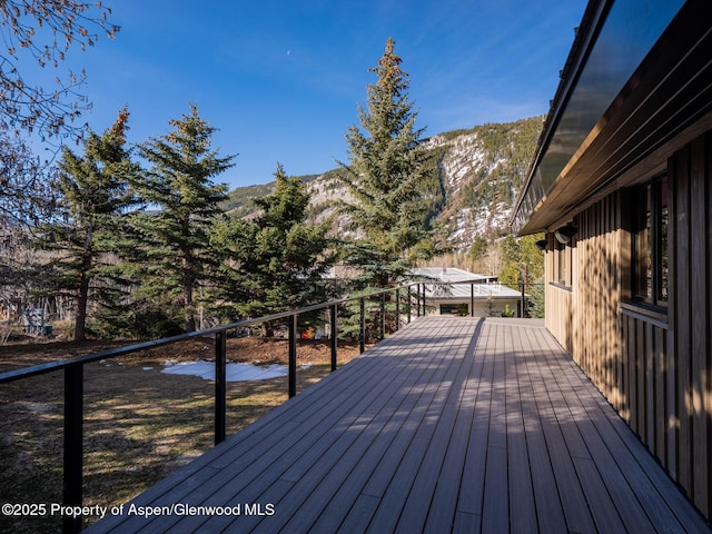 deck featuring a mountain view