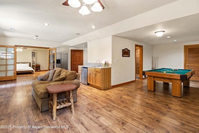 383 Faas Ranch Rd, New Castle, CO 81647 - living room with ceiling fan, light wood-type flooring, pool table, and recessed lighting