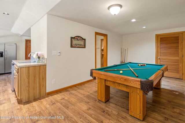 383 Faas Ranch Rd, New Castle, CO 81647 - recreation room with light wood-style floors, billiards, and recessed lighting