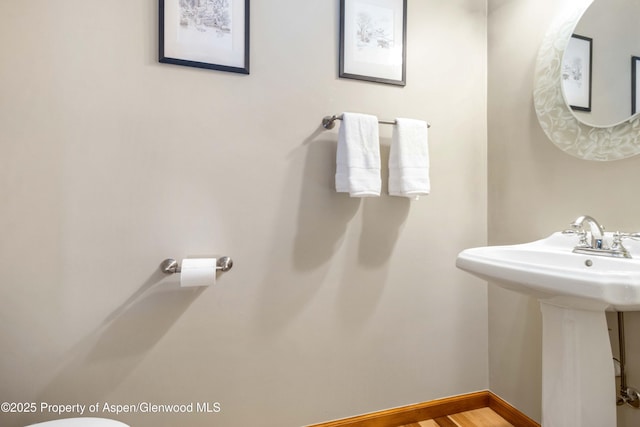 383 Faas Ranch Rd, New Castle, CO 81647 - bathroom with wood finished floors and a sink