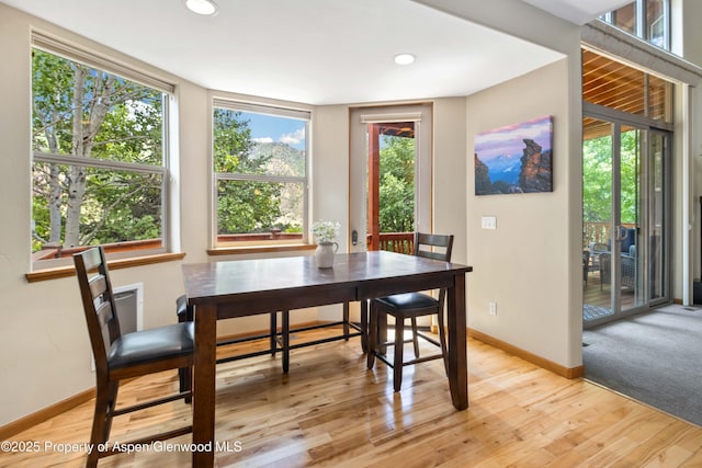383 Faas Ranch Rd, New Castle, CO 81647 - dining room with light wood-style floors and recessed lighting