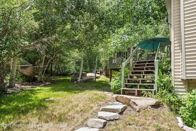 131 Aspen St, Redstone, CO 81623 - view of grassy yard with stairs